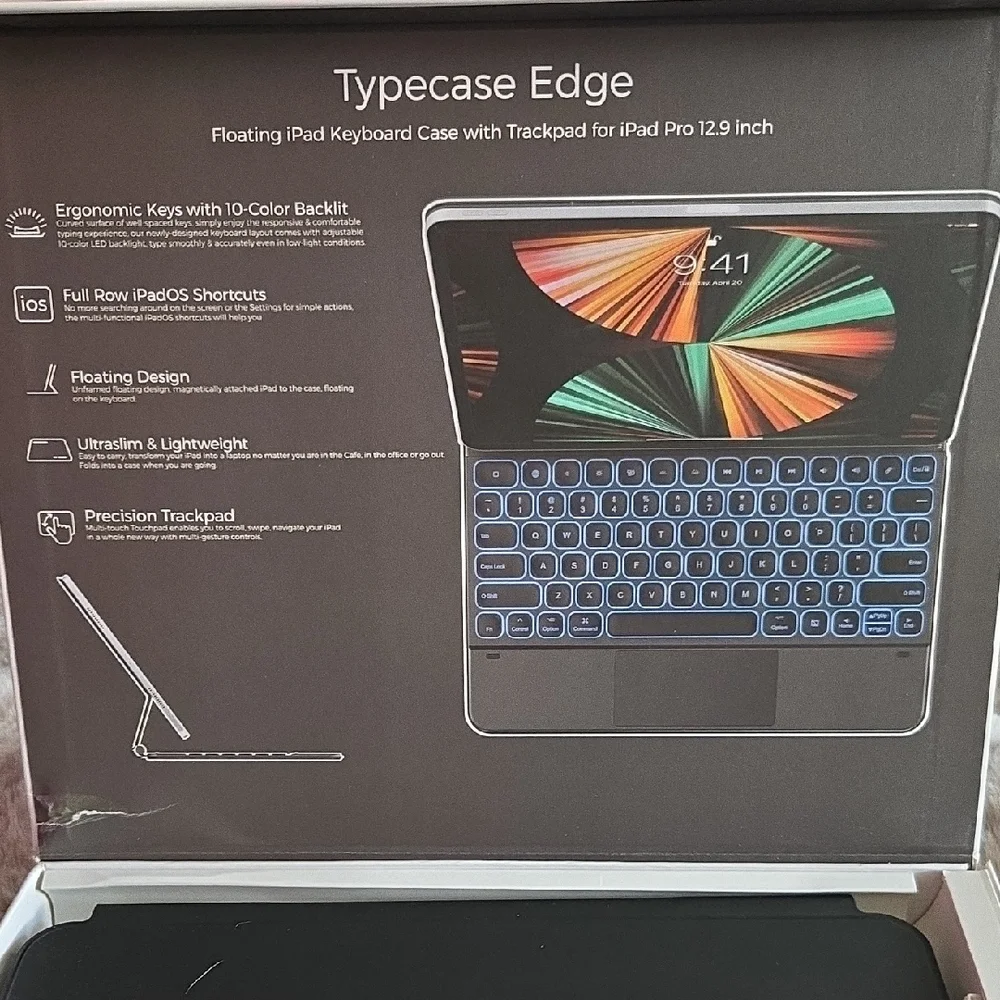 EDGE Tablet Keyboard Case with Trackpad - Black and Blue